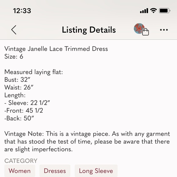 Vintage Janelle Dress-Size 6 - Picture 6 of 6